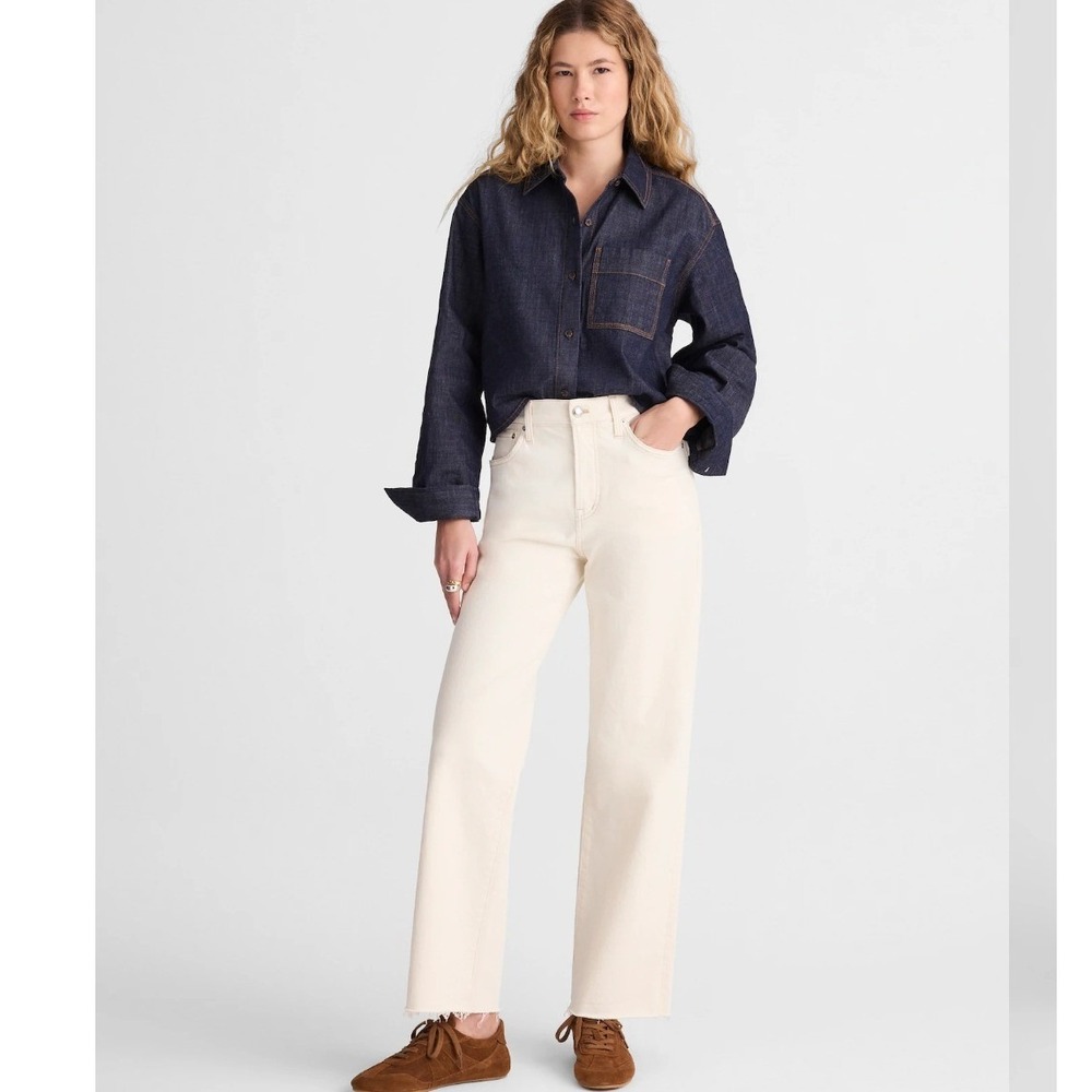 Madewell Perfect Vintage Wide-Leg Crop Jean Vintage Canvas High Rise Raw Hem 29 - Picture 12 of 13